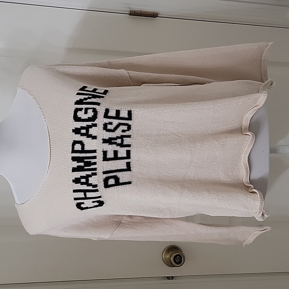Miracle Sweaters NWT Size S Beige Black Champagne Please Sweater NEW MSRP $106